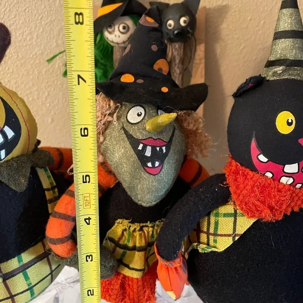 Halloween Bean Bag Characters Witch Cat plus Halloween Pencils Decorations